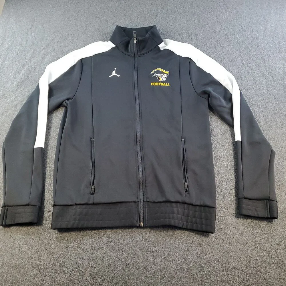 Jordan Patriots Football Jacket Adult Medium Black Full Zip Track Jumpman Logo